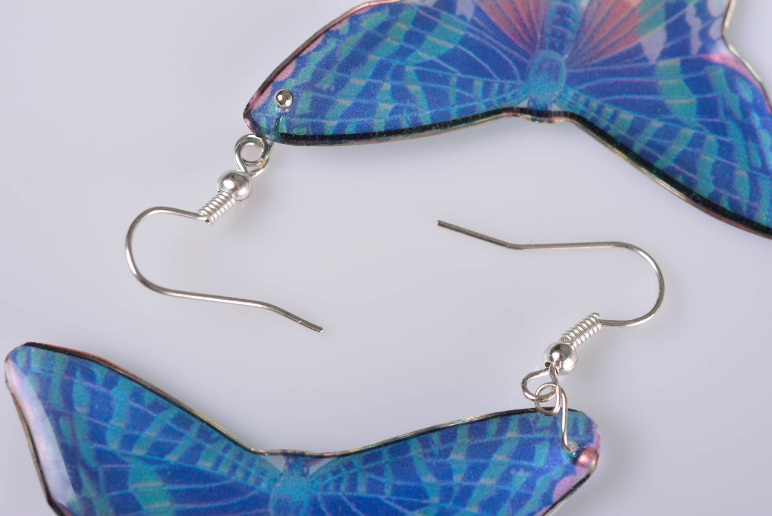 Designer butterfly earrings covered with epoxy resin handmade beautiful jewelry photo 5