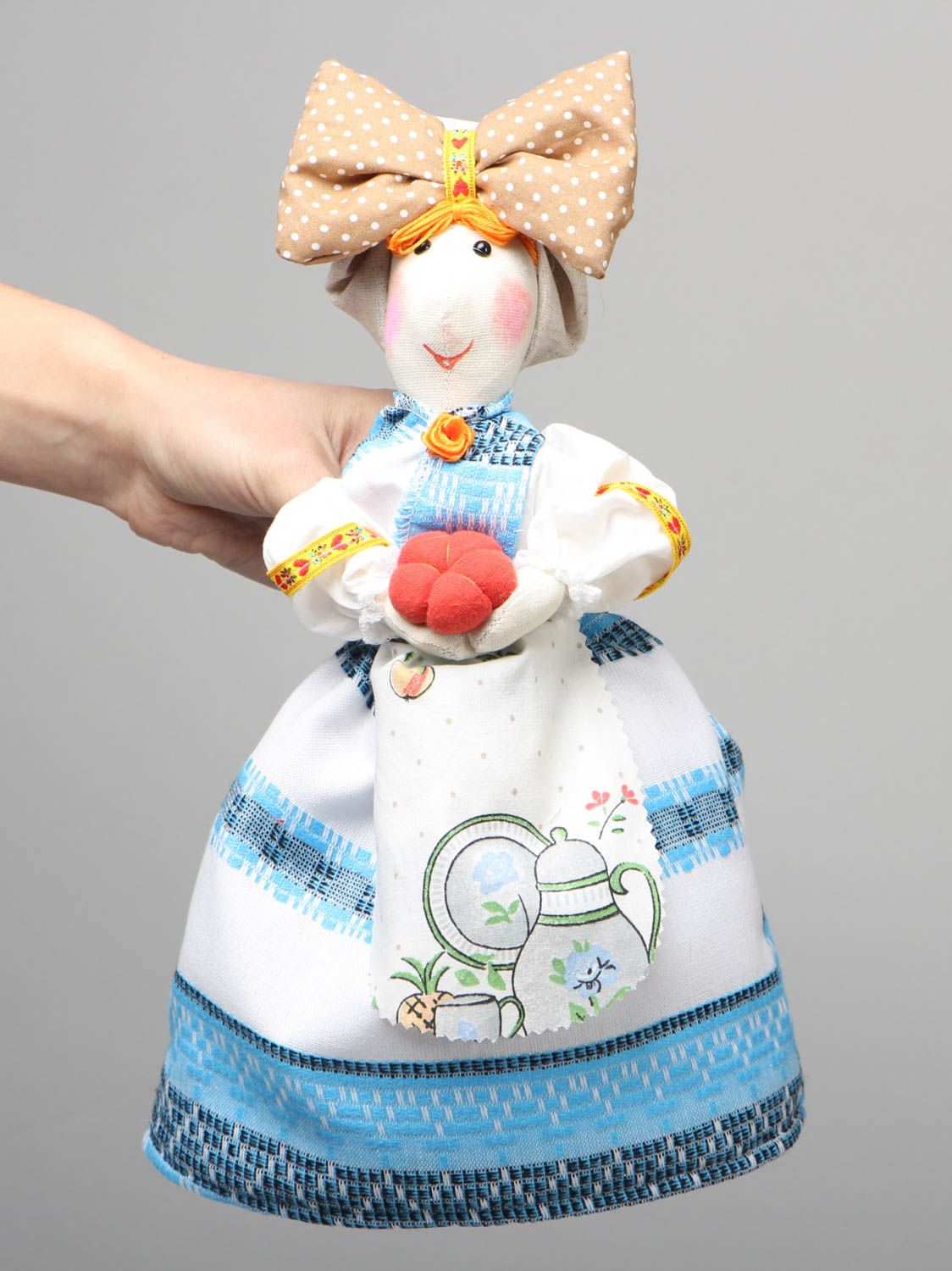 Couvre-théière poupée en cotonnette fait main  photo 4