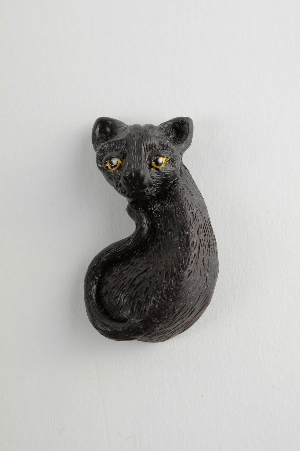 Mini Figurine chat noir faite main en pâte polymère originale Déco maison photo 2