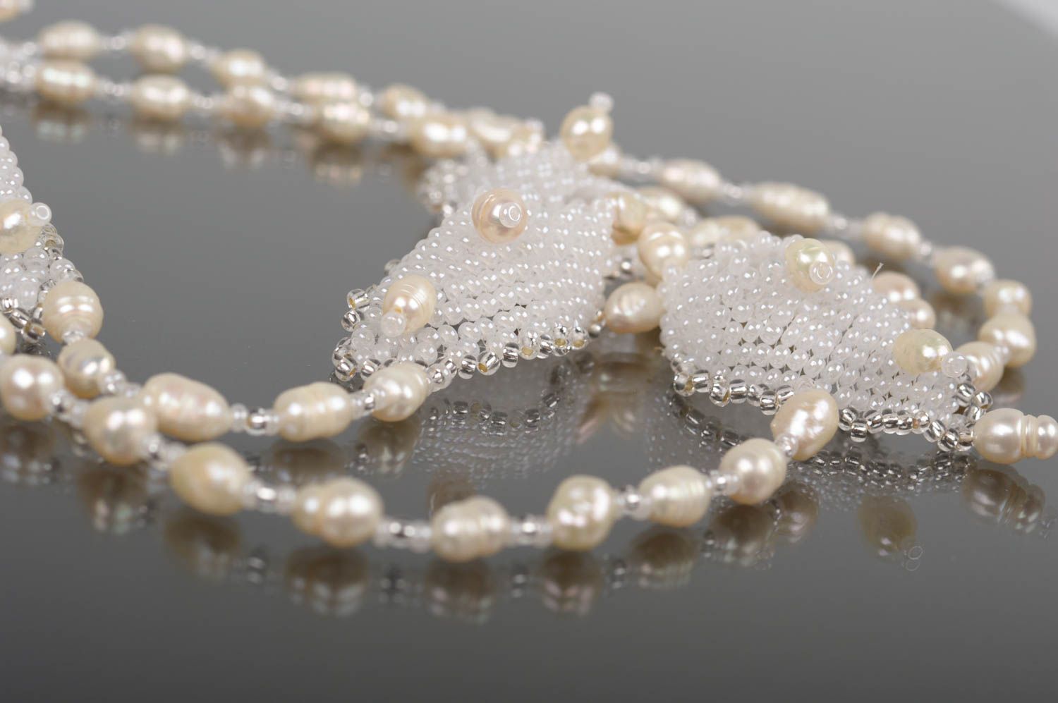 Handmade beaded necklace pearl necklace wedding jewelry bridal outfit photo 4