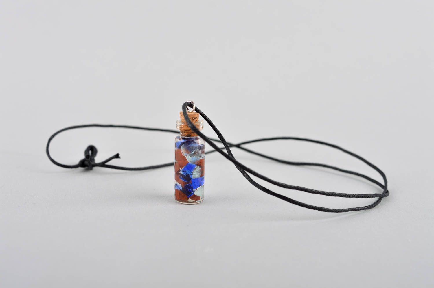 Pendentif fiole Bijou fait main en verre design insolite marin Accessoire femme photo 5