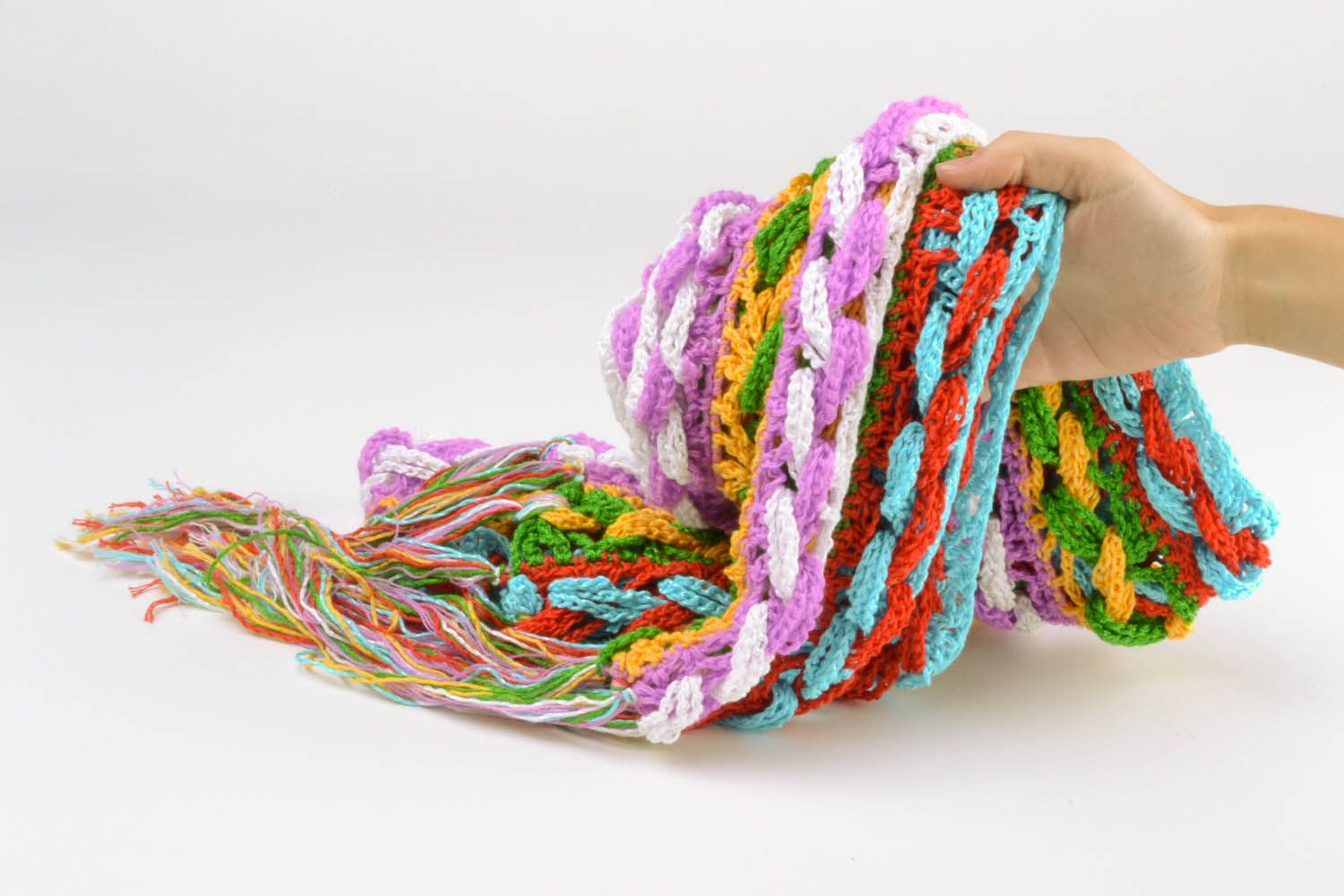 Écharpe tricotée au crochet chaude multicolore photo 3