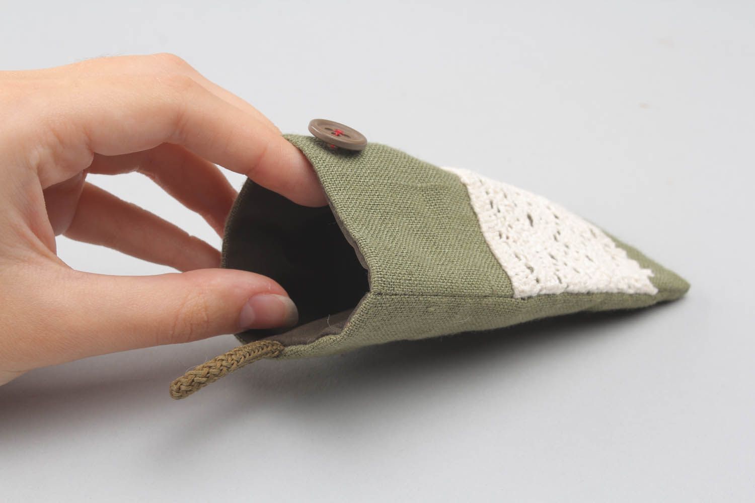 Housse-chaussette pour téléphone en tissu vert faite main photo 1