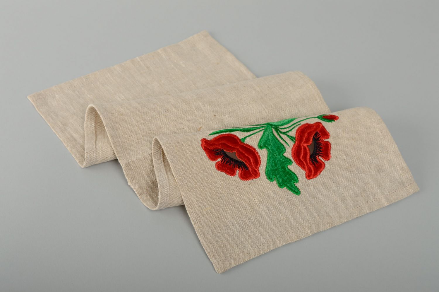 Handgemachte Serviette aus Lein mit Rippenstich foto 2