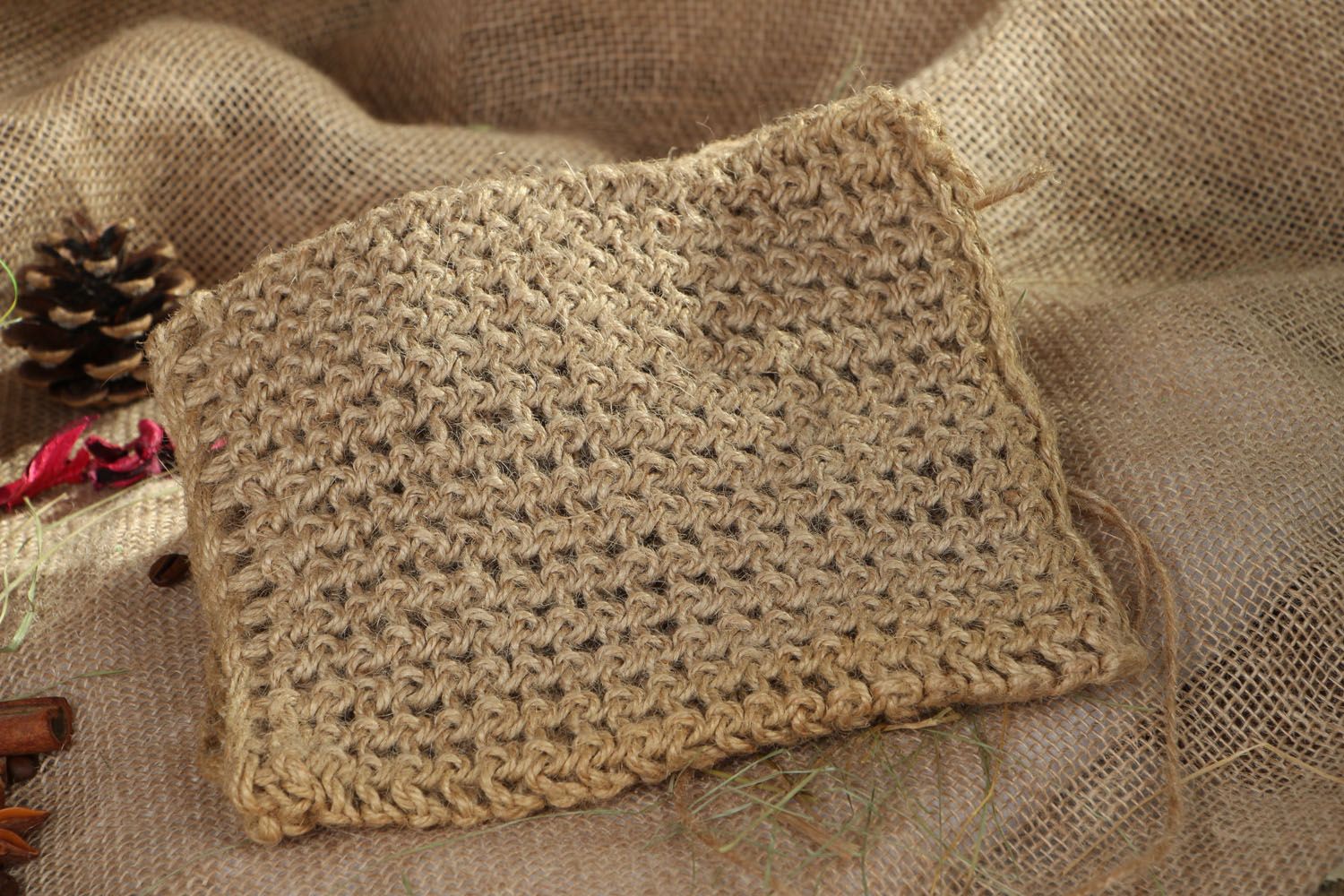 Мочалка-рукавица из джута фото 5