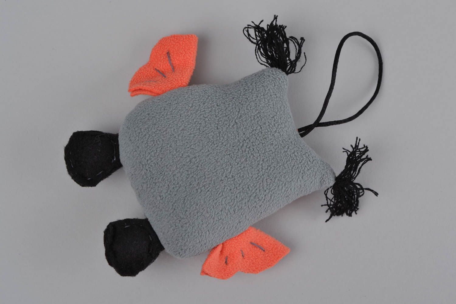 Joli jouet mou fait main à suspendre petit gris orange en forme de hibou photo 5