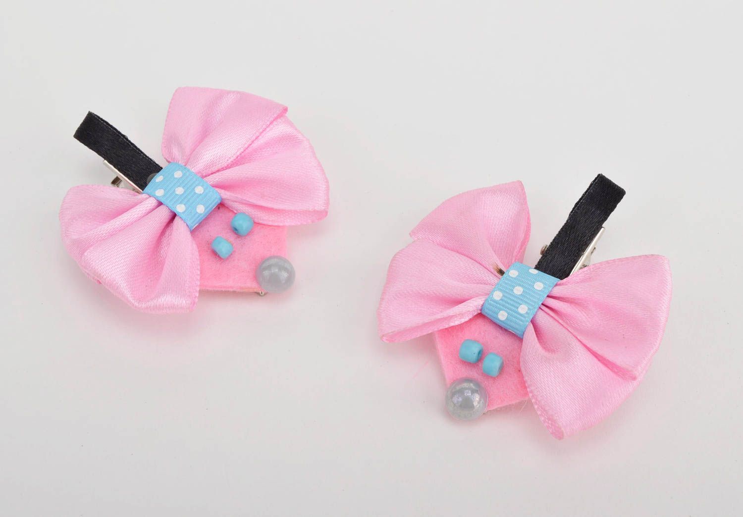 Rosa Schleifen Haarspangen handgemachter Schmuck Accessoires für Mädchen Mäuse foto 2