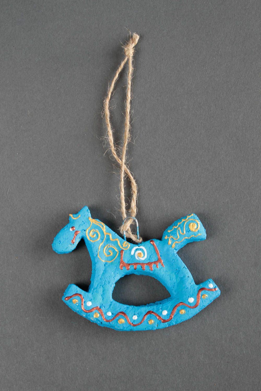 Blaues Pferd Deko für Weihnachten handmade Salzteig Figur Wohn Accessoire foto 3