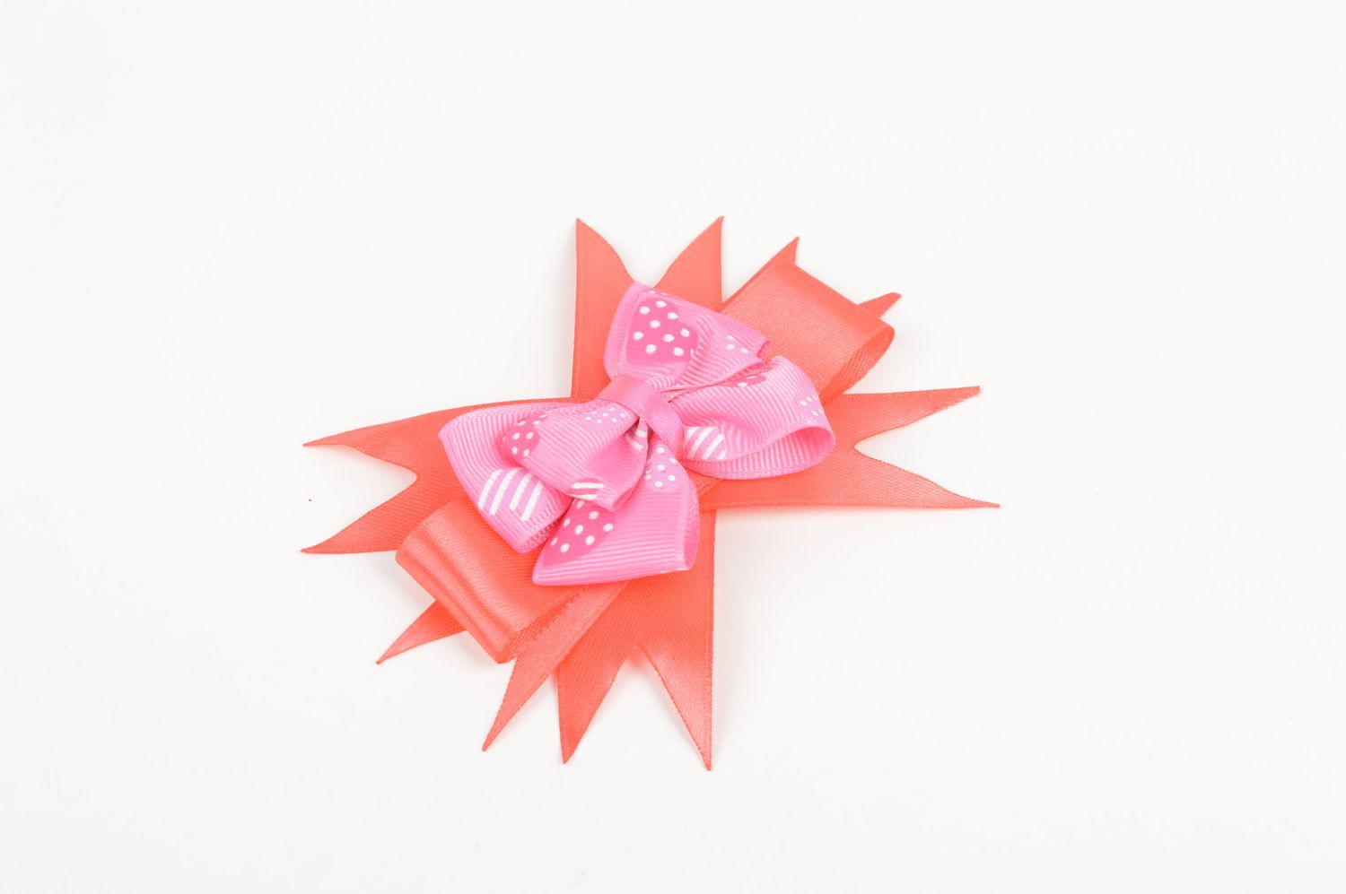 Аксессуар для волос handmade детская заколка для волос заколка из лент розовая фото 2