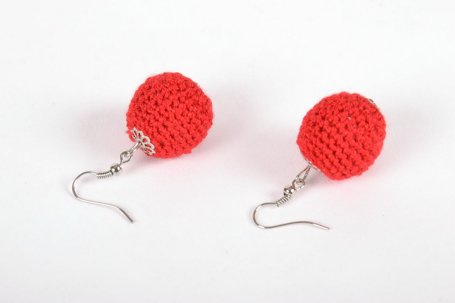 Crocheted wooden earrings photo 3