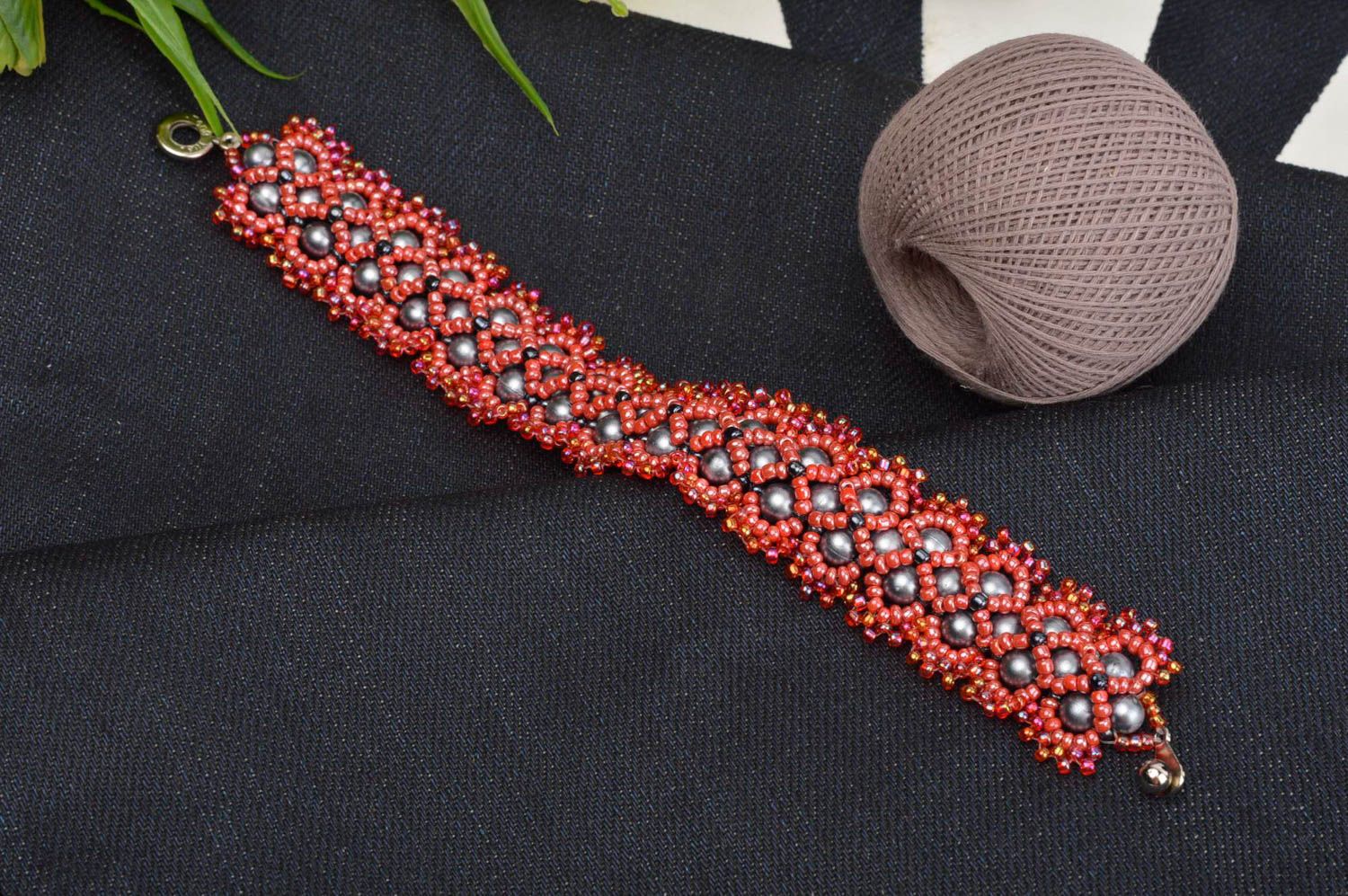 Модный браслет хэнд мэйд модная бижутерия красный браслет из бусин бисерный фото 1