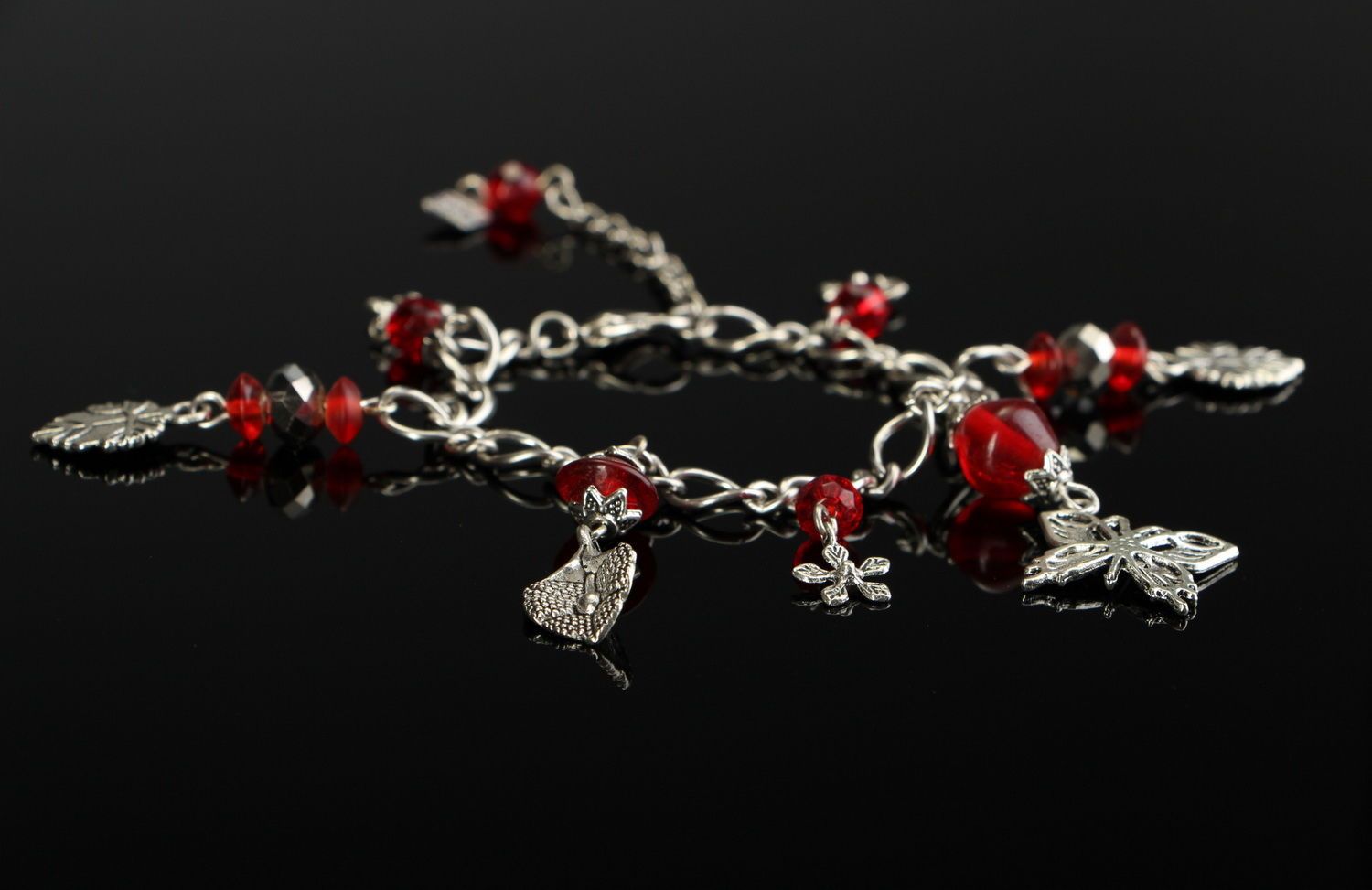 Bracelet chaîne avec pendentif en verre indien photo 1