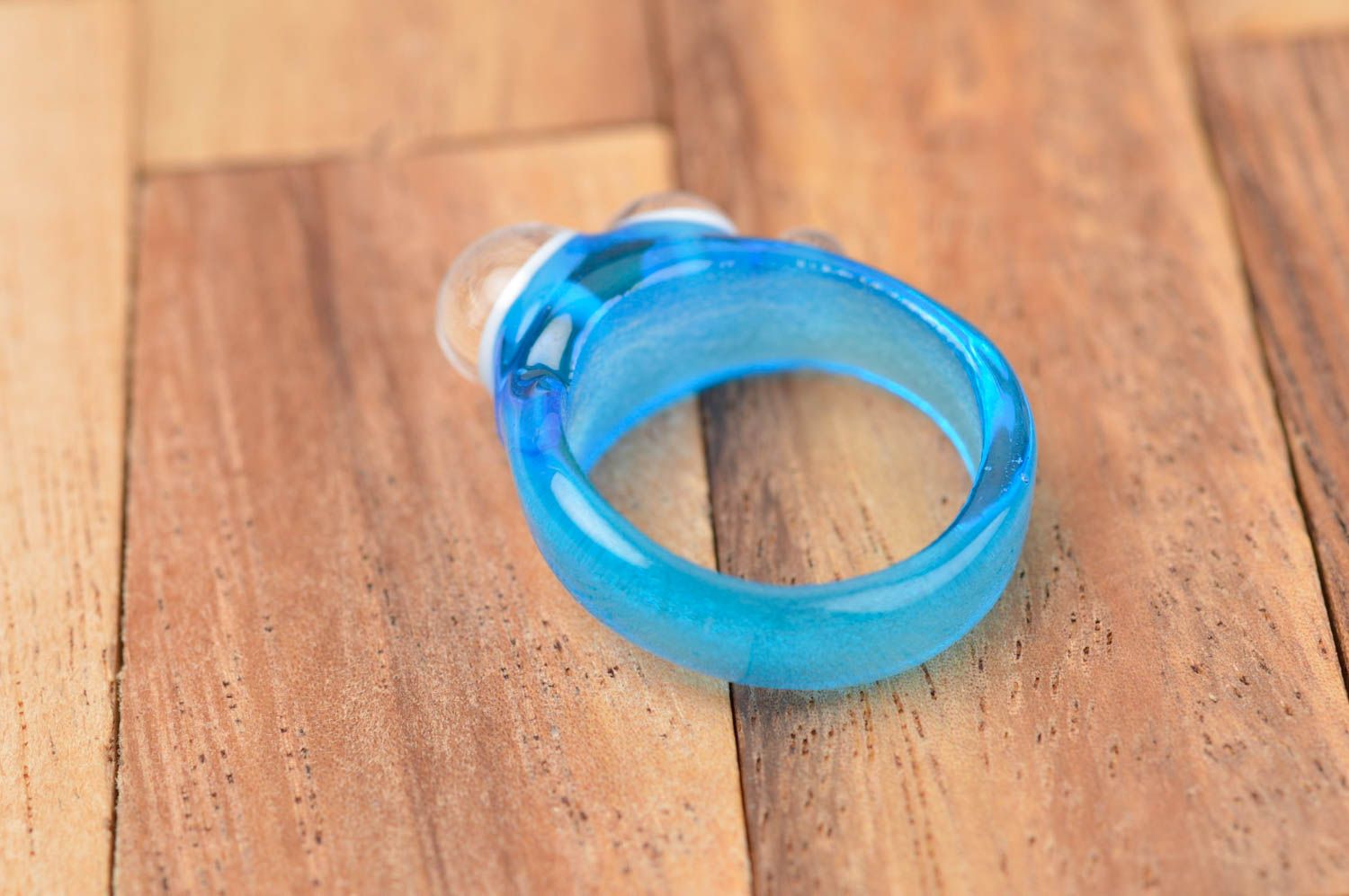 Handmade Ring aus Glas Damen Schmuck Accessoire für Frauen Glas Schmuck verziert foto 4