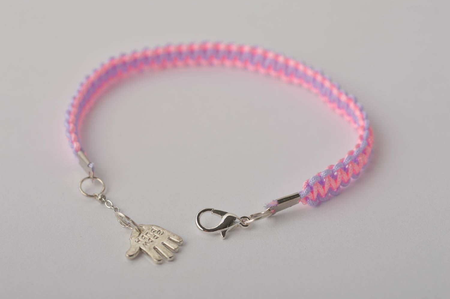 Handmade Textil Armband rosa blau Designer Schmuck Accessoire für Mädchen foto 2