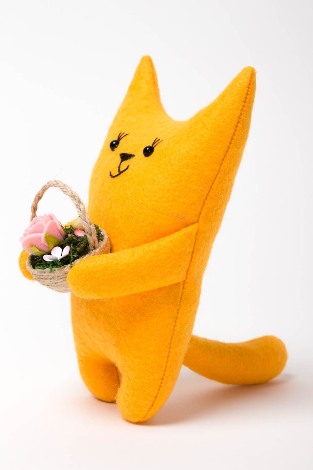 Игрушка кот желтая игрушка ручной работы яркий интересный подарок для хозяйки фото 2