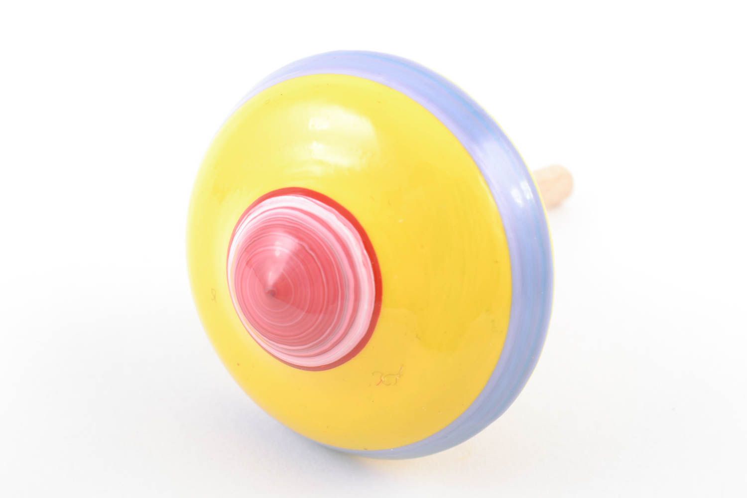 Bright painted wooden spinning top eco toy for children photo 4