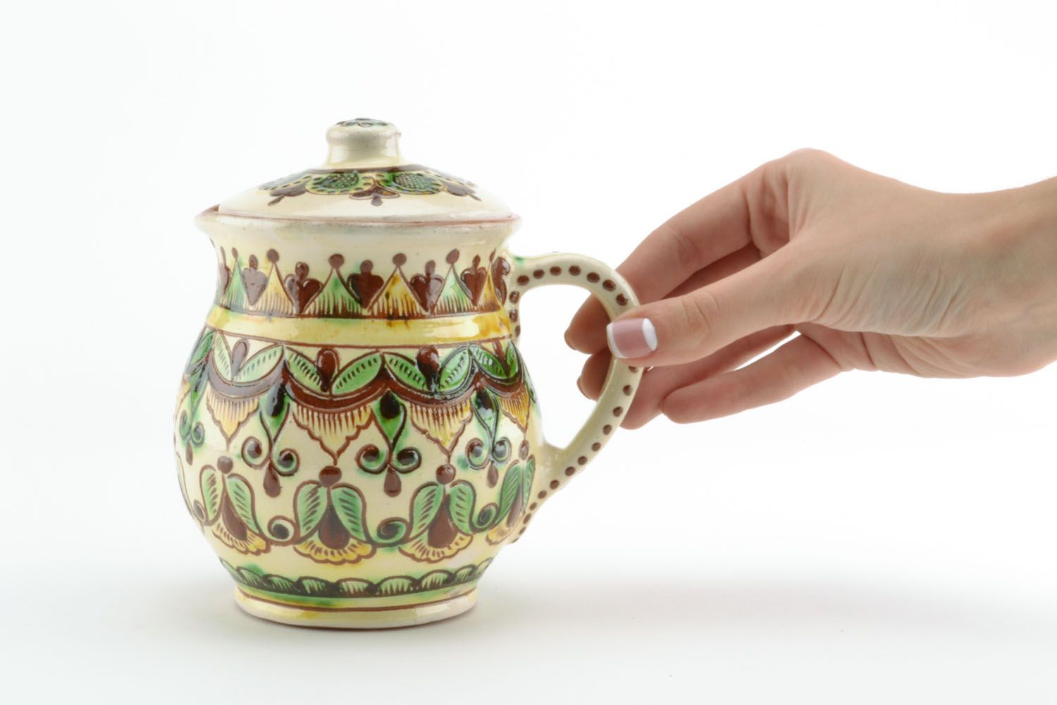 15 oz ceramic handmade creamer pitcher in ethnic design 1 lb photo 5