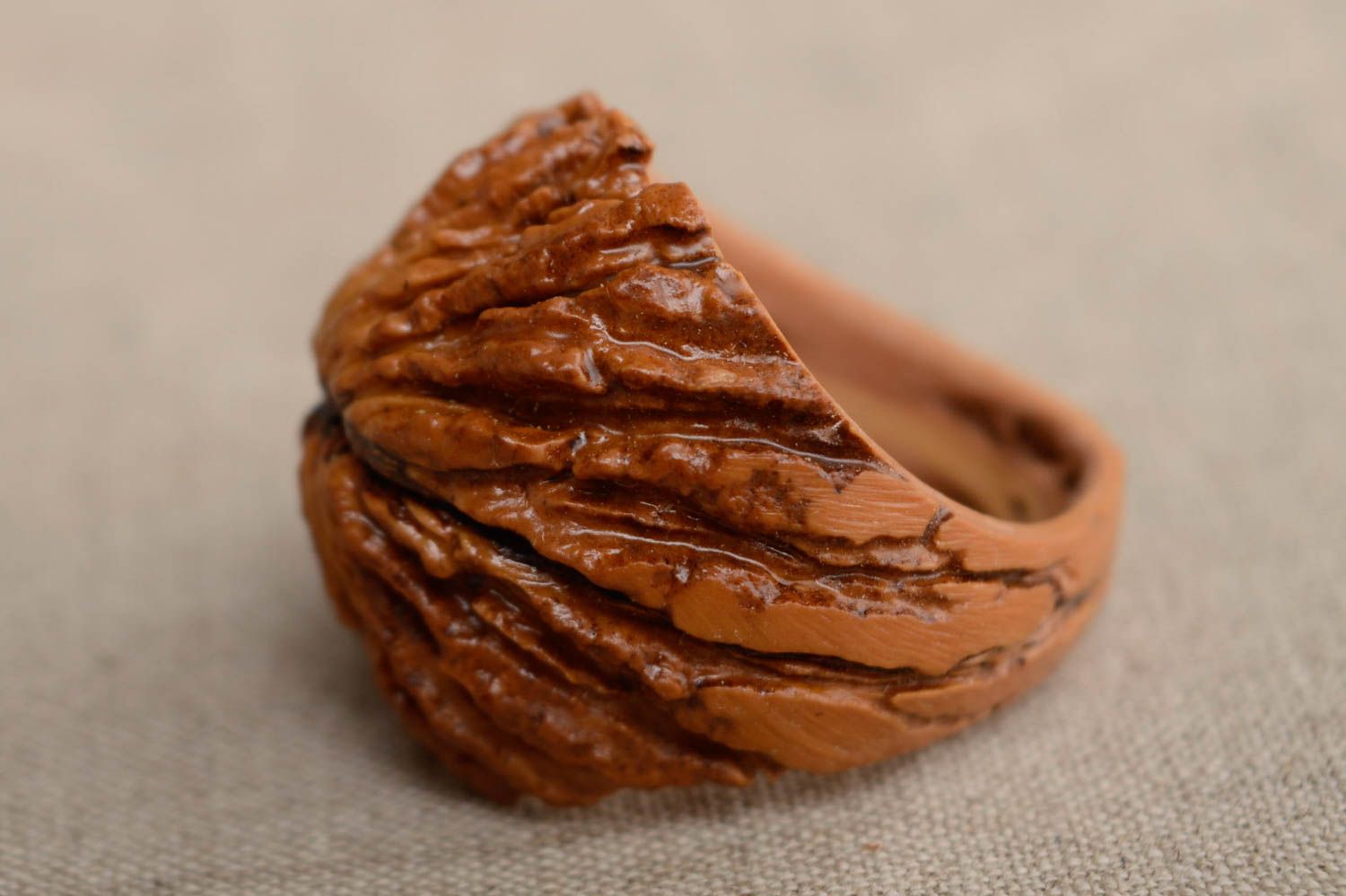 Handmade nut shell ring 22 mm photo 4