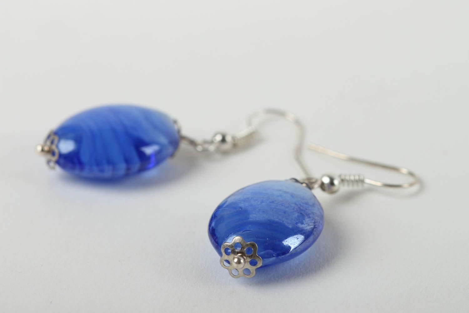 Boucles d'oreilles bleues Bijou fait main en verre de Murano Idée cadeau femme photo 3