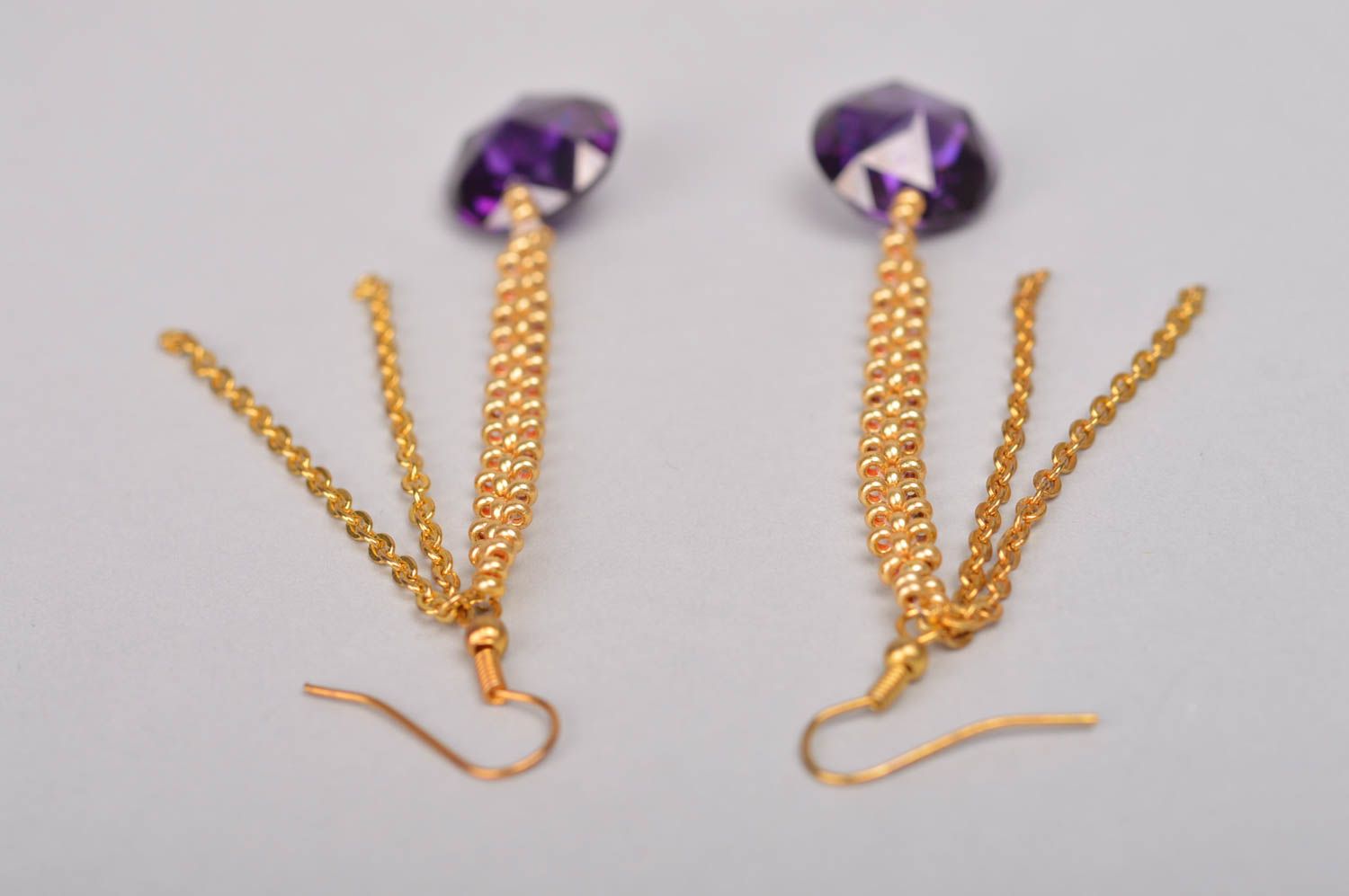 Stylish handmade beaded earrings gemstone earrings with beads jewelry designer photo 5
