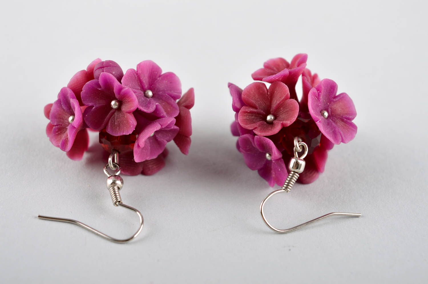Flower earrings handmade plastic earrings polymer clay accessories for women photo 5