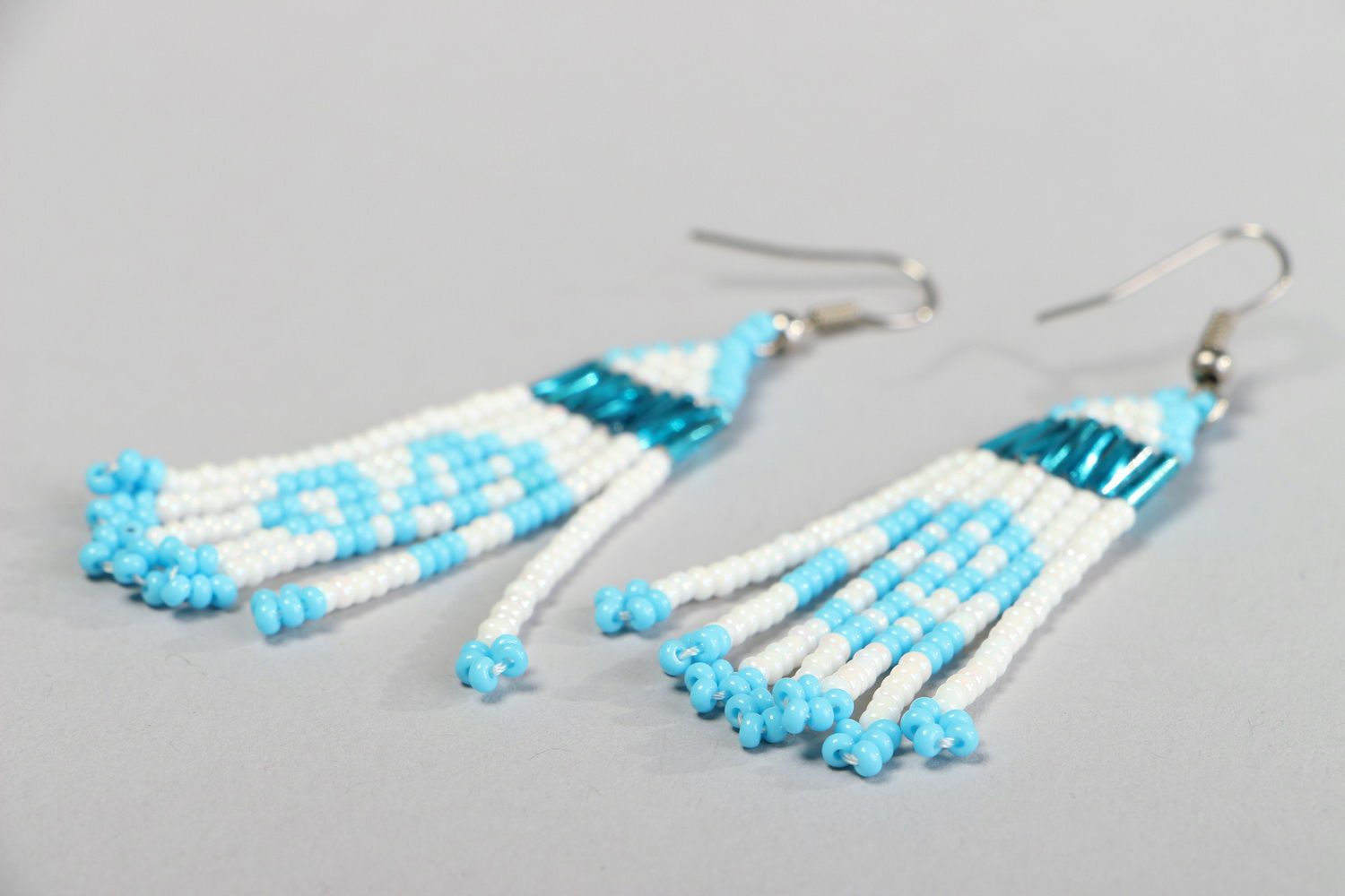 Long earrings made of beads The element of water photo 2