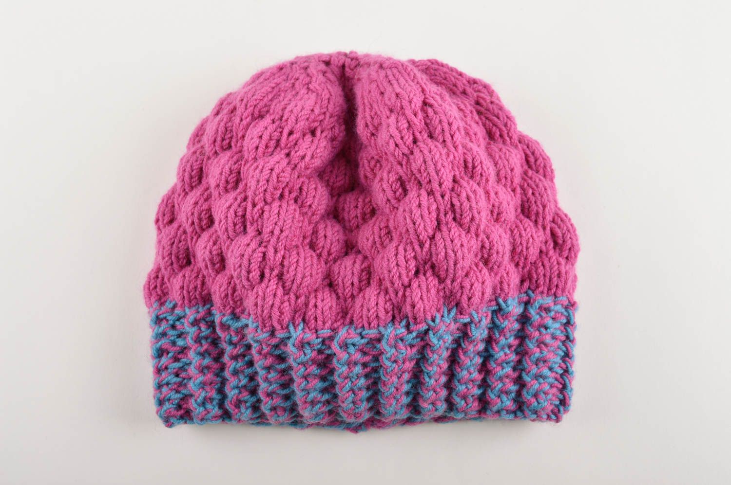 Handgestrickte Mütze Damen Strickmütze modisches Accessoire coole Wollmütze rosa foto 5