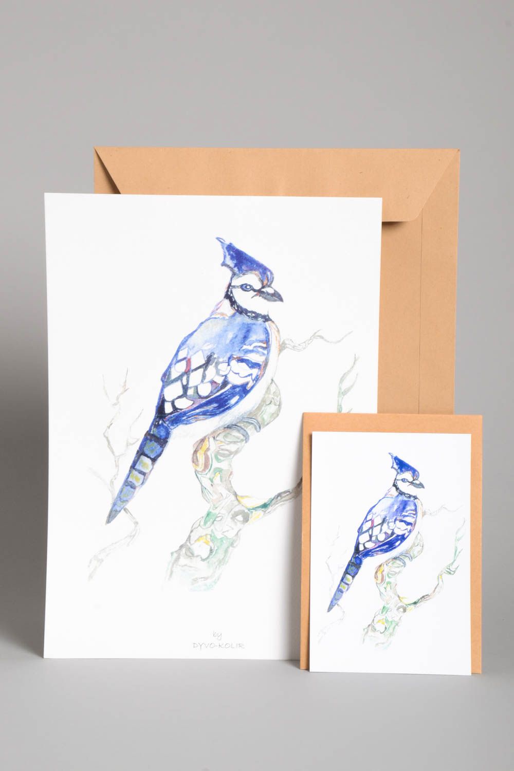 Tableau oiseau bleu Carte de voeux fait main design de créateur Idée cadeau photo 1