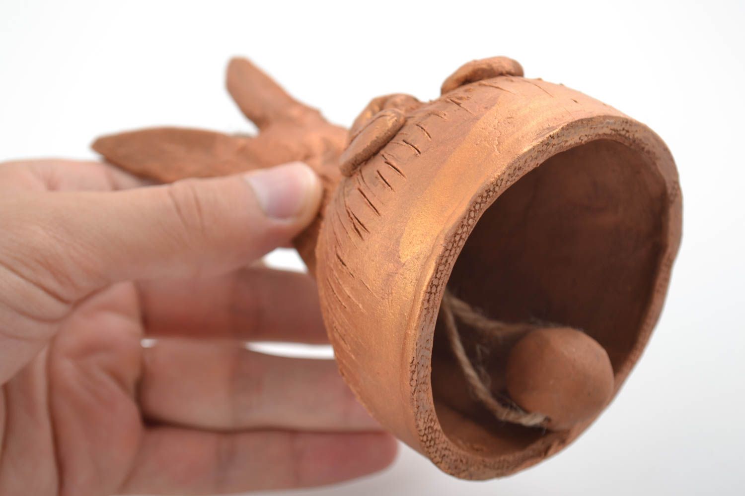 Колокольчик из глины ручной работы глиняный сувенир керамический колокольчик  фото 4