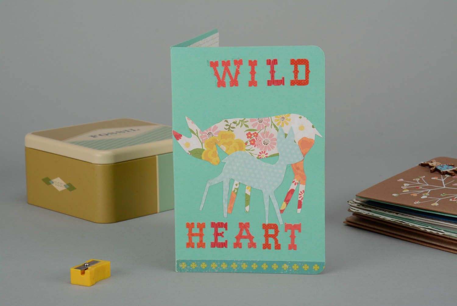 Schöne Postkarte handmade Wild Heart foto 1