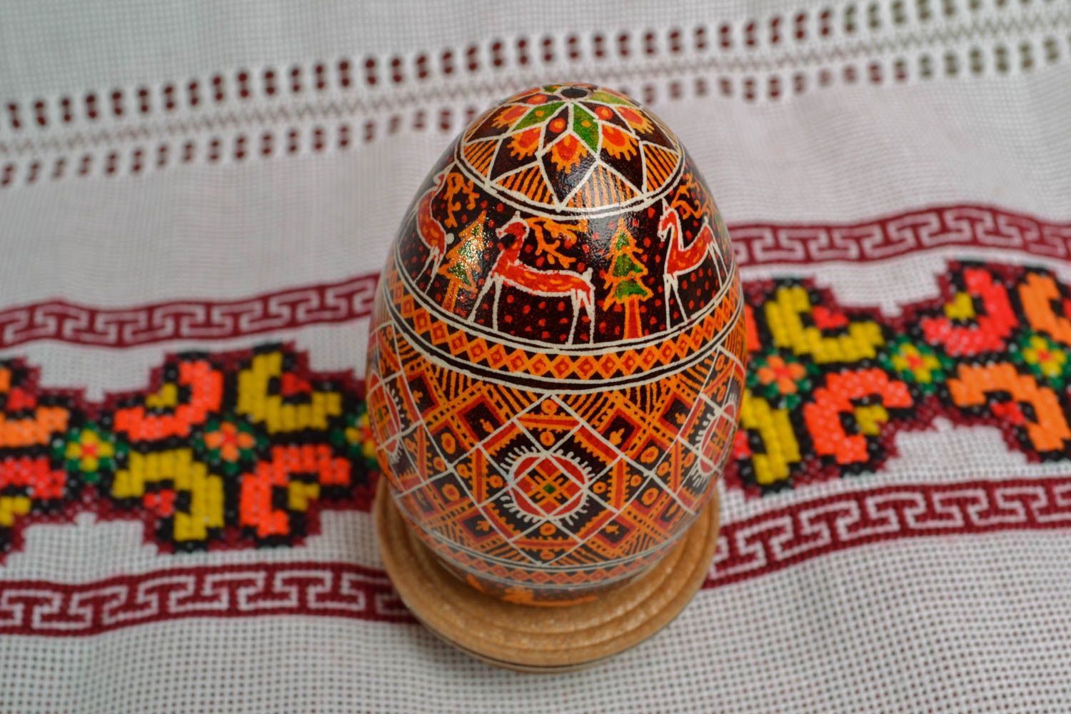 Painted goose egg in Ukrainian style photo 5