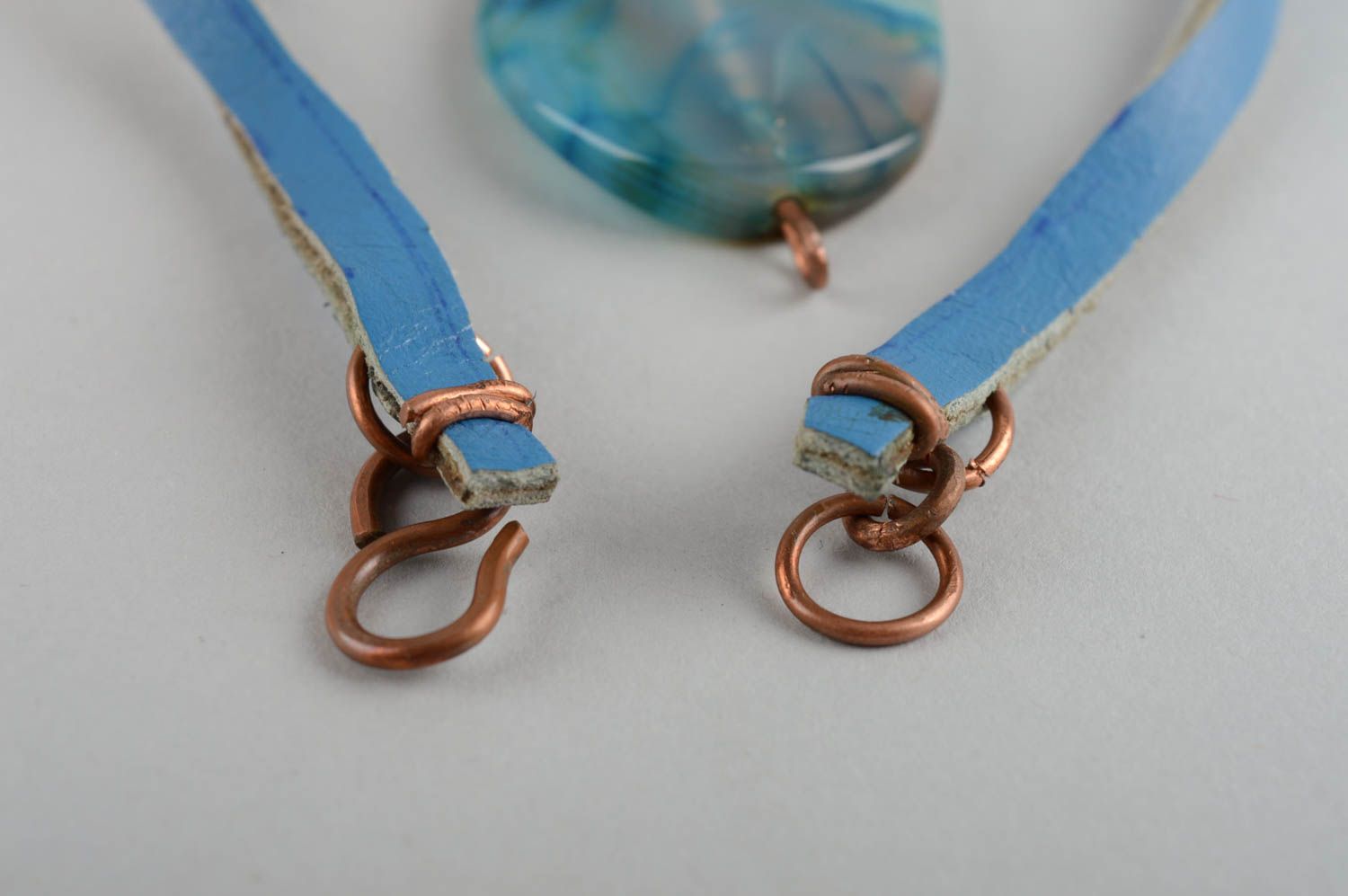 Handmade Damen Collier Modeschmuck Halskette Geschenk für Frauen Leder Metall foto 5