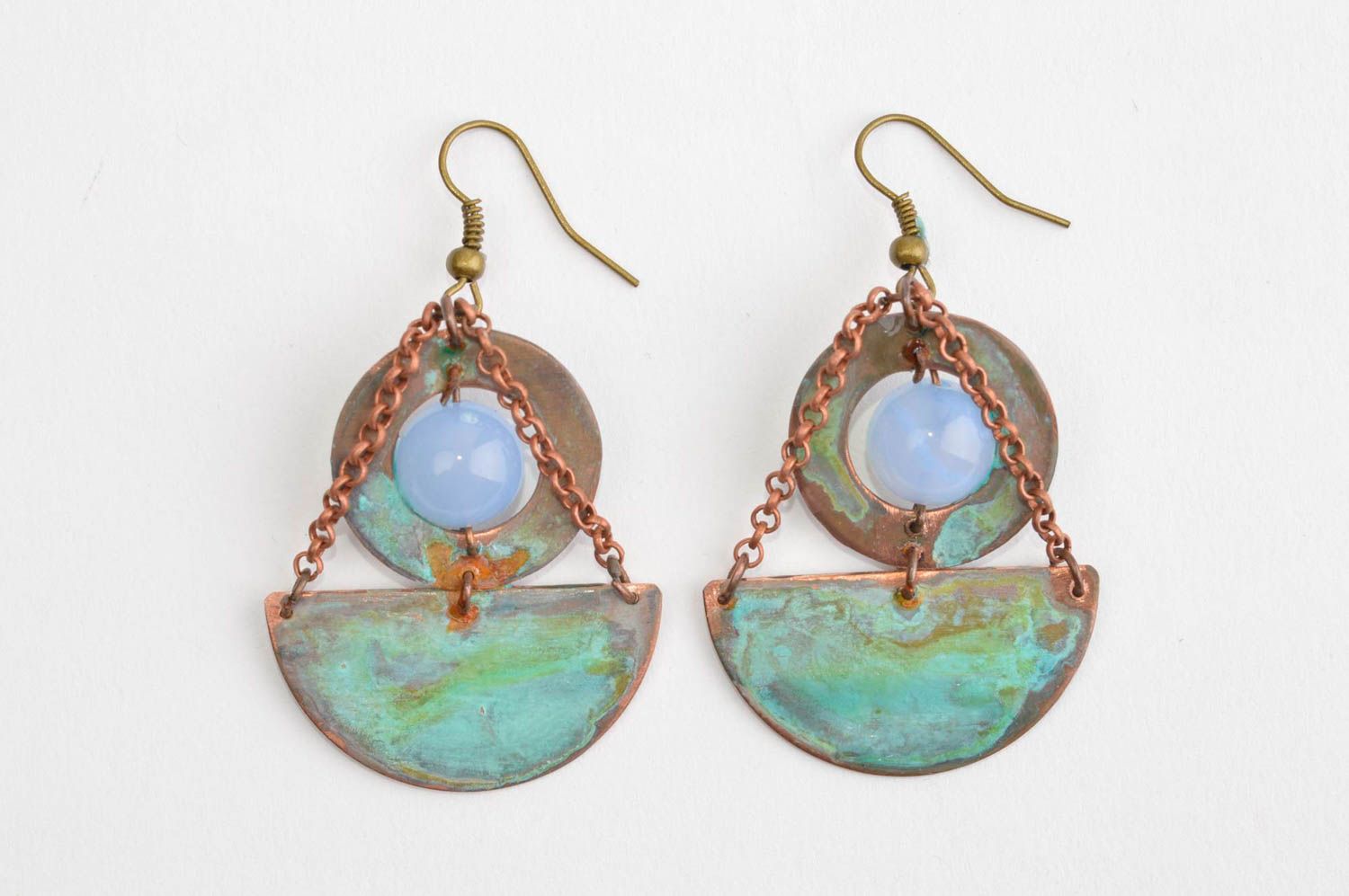 Handmade accessory copper earrings designer earrings unusual gift ideas photo 2