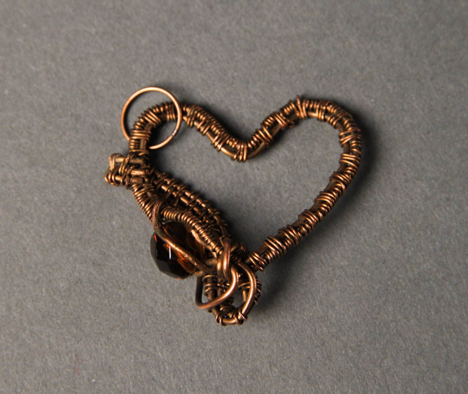 Handgefertigter Anhänger für Halskette Kupfer Schmuck Frauen Geschenk Herzform foto 3