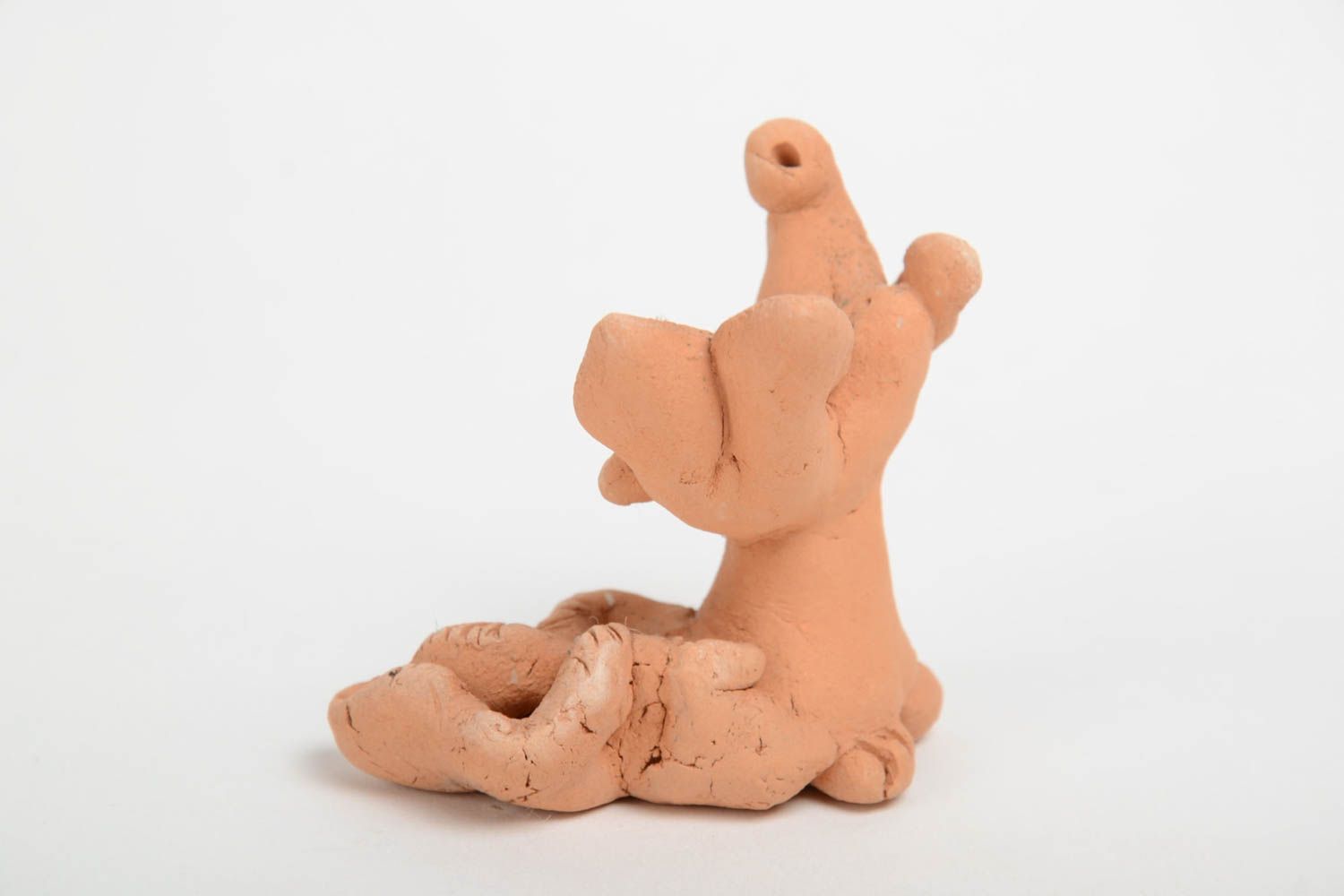 Handmade kleine Statuette aus Ton für Interieur beige lustig Geschenk Hund foto 3