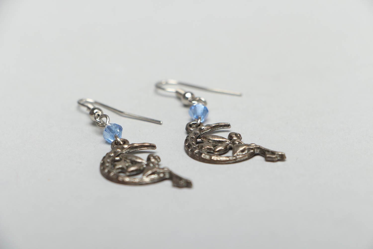 Metal earrings with beads Night Fairy photo 2