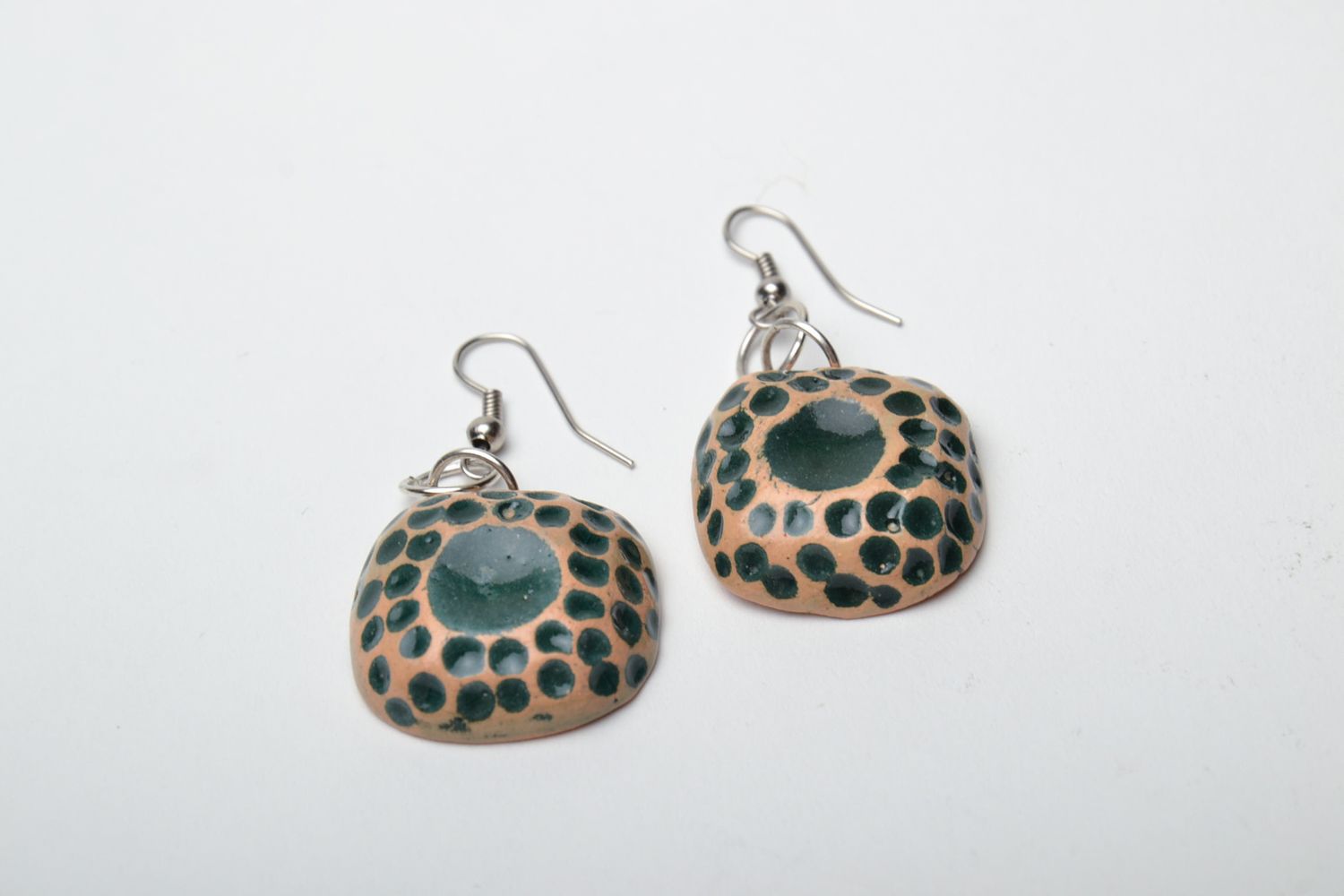 Ceramic earrings with colorful enamel photo 2