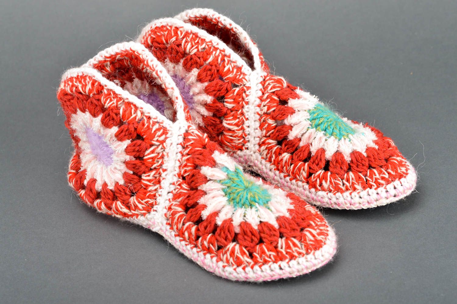 Unusual handmade crochet slippers house shoes warm womens slippers gifts for her photo 2