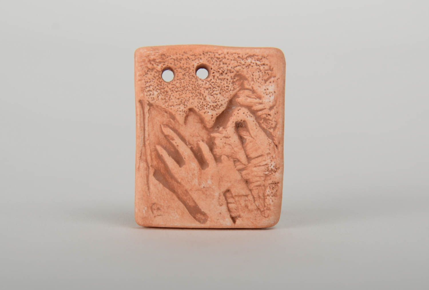 Small handmade rectangular clay blank pendant DIY designer jewelry photo 2