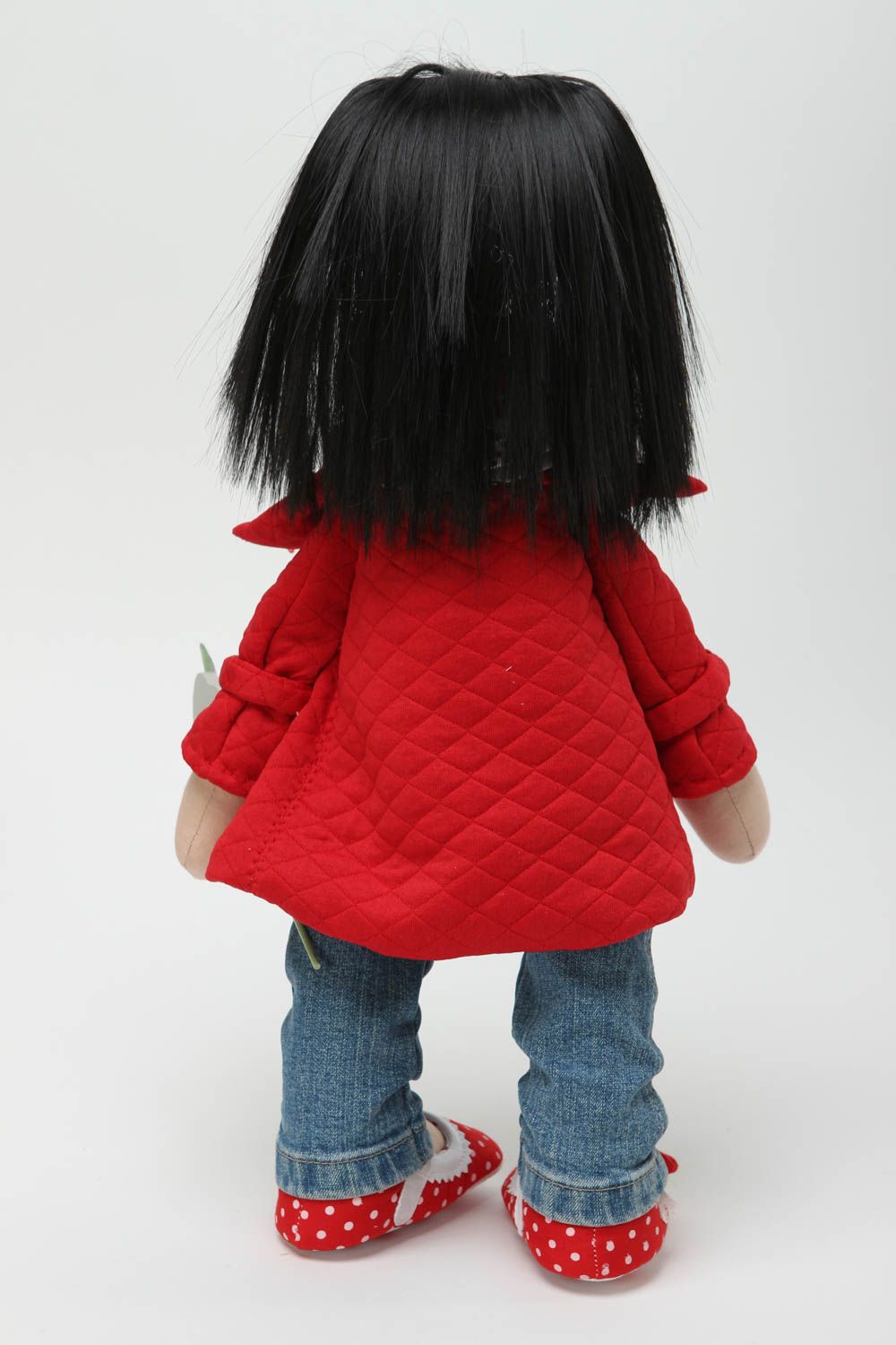 Кукла из ткани кукла ручной работы декоративная кукла в одежке и обуви  фото 4