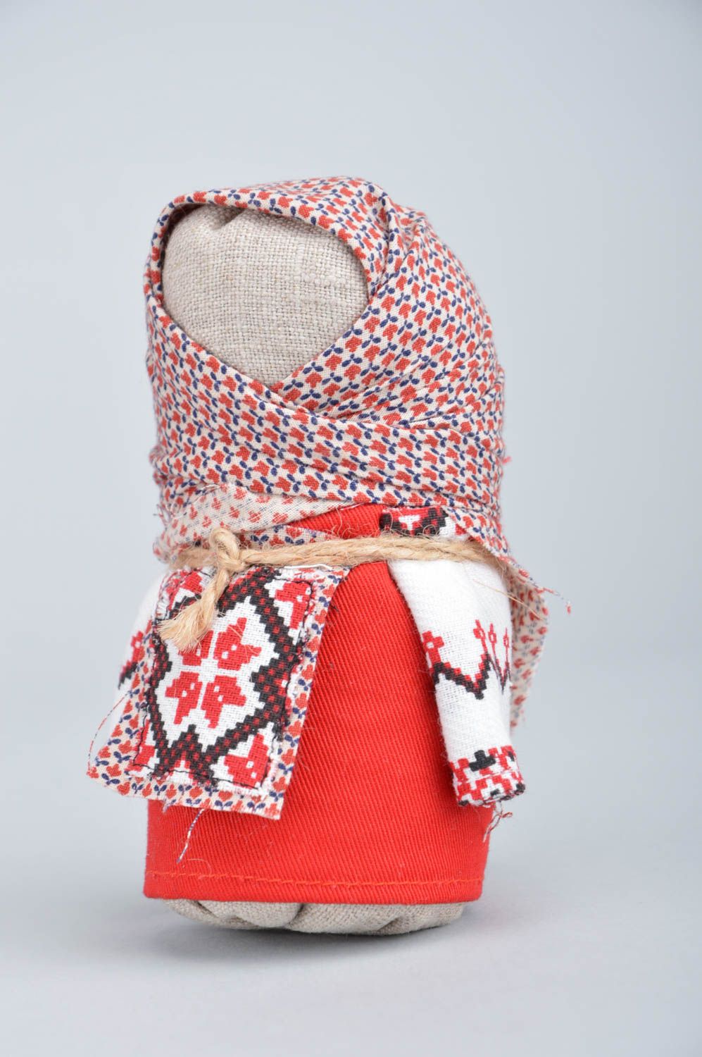 Handmade collectible textile motanka doll sewn of natural fabrics Matrona photo 2
