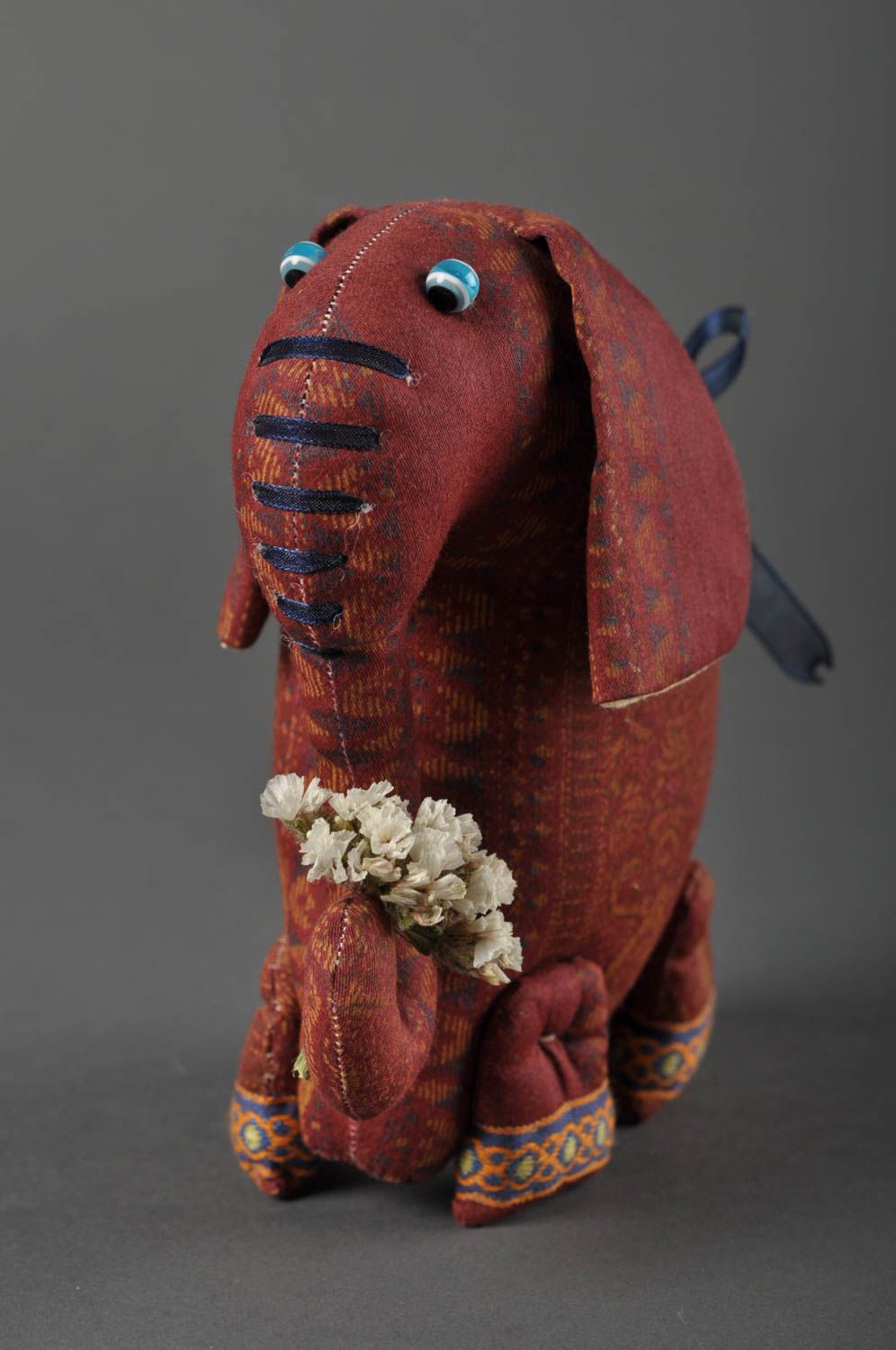 Handmade Kuscheltier Elefant braun Stoff Spielzeug Geschenk für Kinder  foto 1