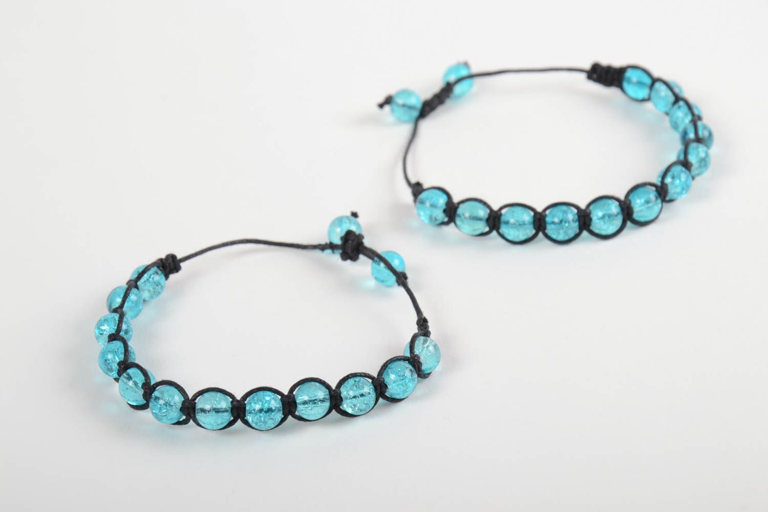 Bracelets textiles Bijoux fait main Accessoires femme 2 pièces perles en verre photo 4