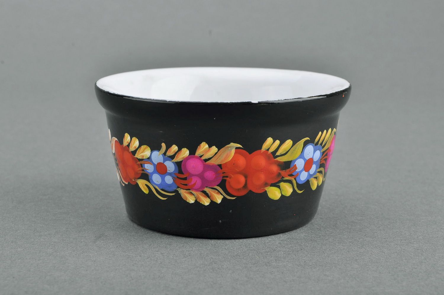 Bemalter Salz Topf aus Keramik mit Blumenmotiv foto 1