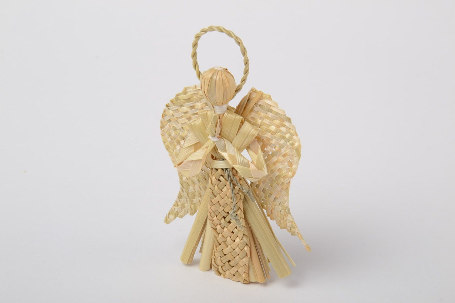 Плетеный Ангел-хранитель из соломы ручной работы подвеска для интерьера фото 2