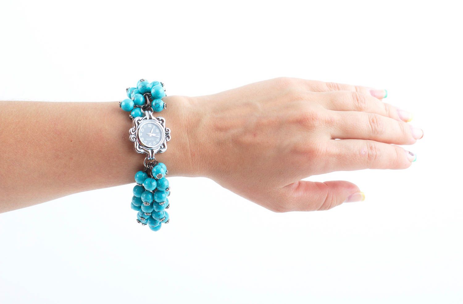 Reloj de pulsera hecho a mano con turquesa accesorio de moda regalo especial foto 5