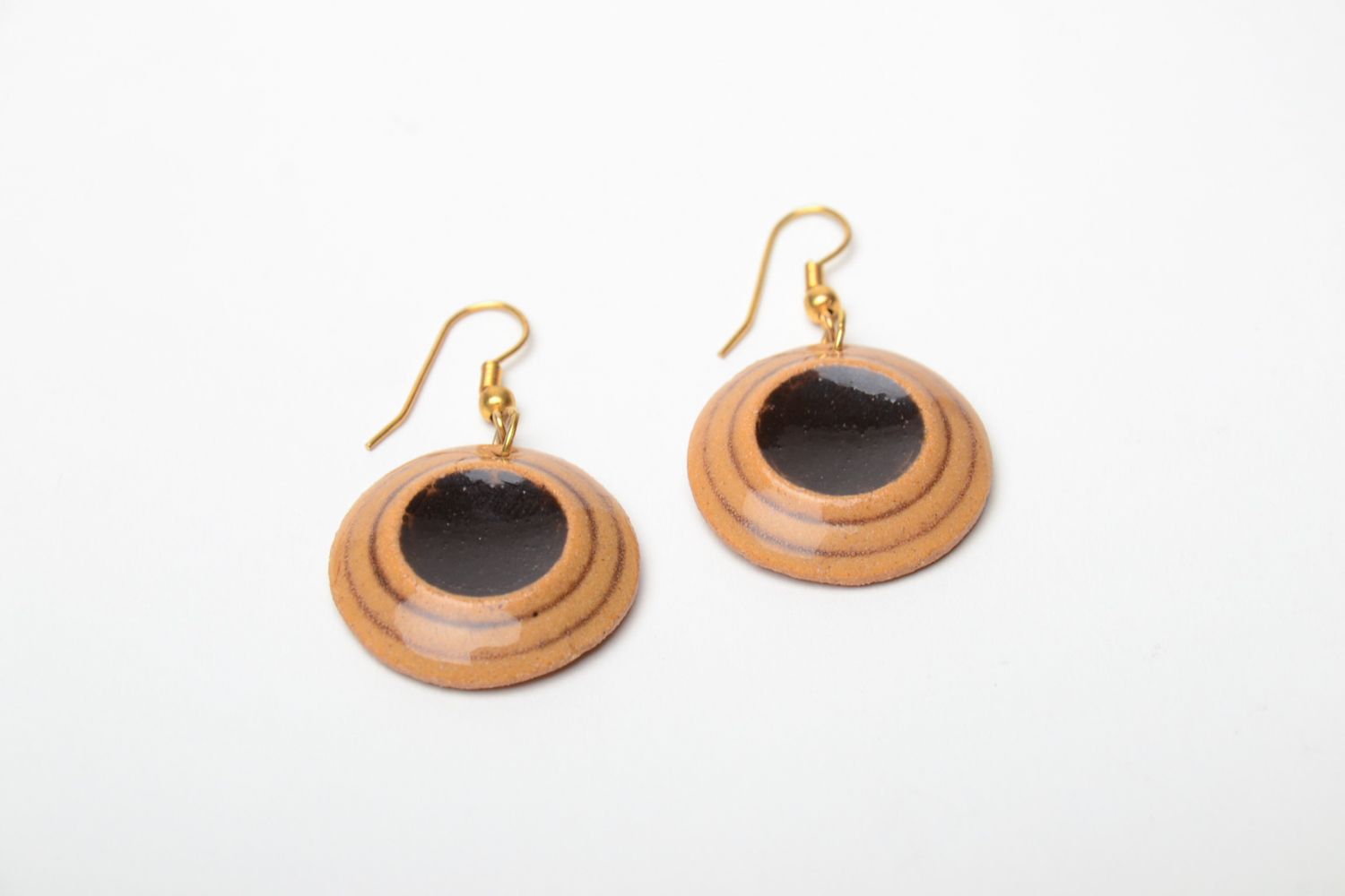 Ceramic earrings painted with glaze photo 3