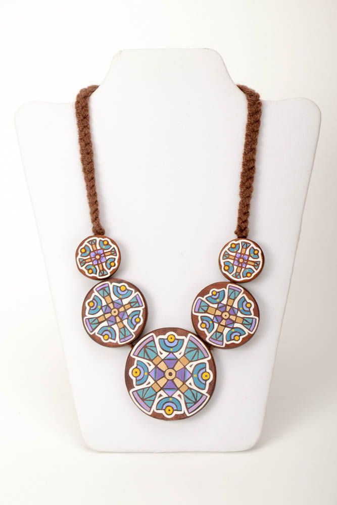 Handmade accessory unusual pendanr wooden pendant gift for girls neck pendant photo 2