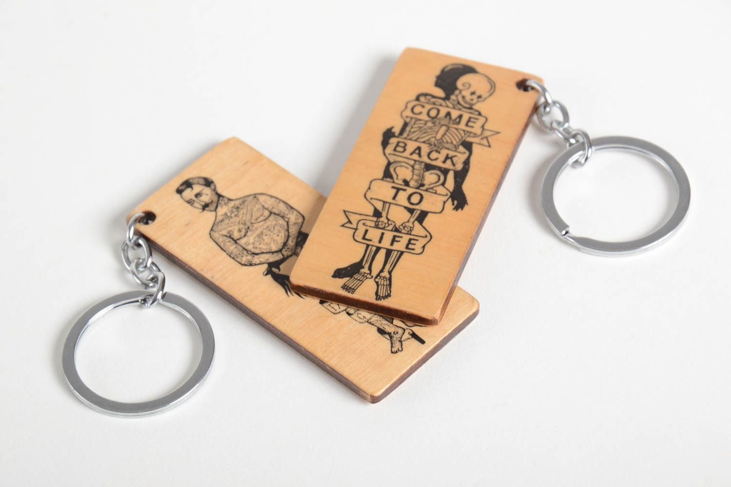 Handmade keychains set of 2 items unusual gift for men wooden souvenir photo 3