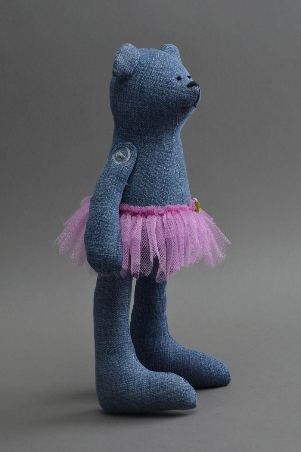 Peluche ours fait main Jouet pour enfant bleu en jean design Cadeau original photo 3